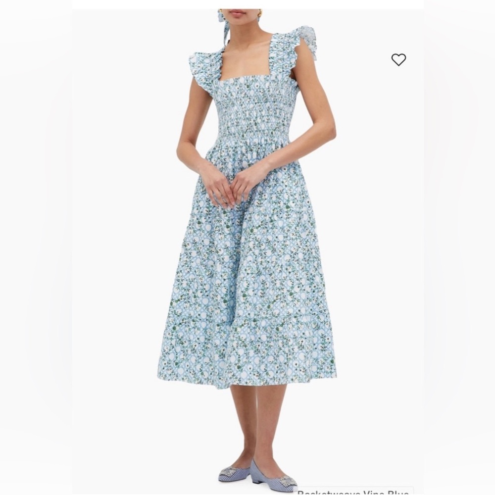 Hill House Ellie Nap Dress in Blue Basketweave Vine - Like New